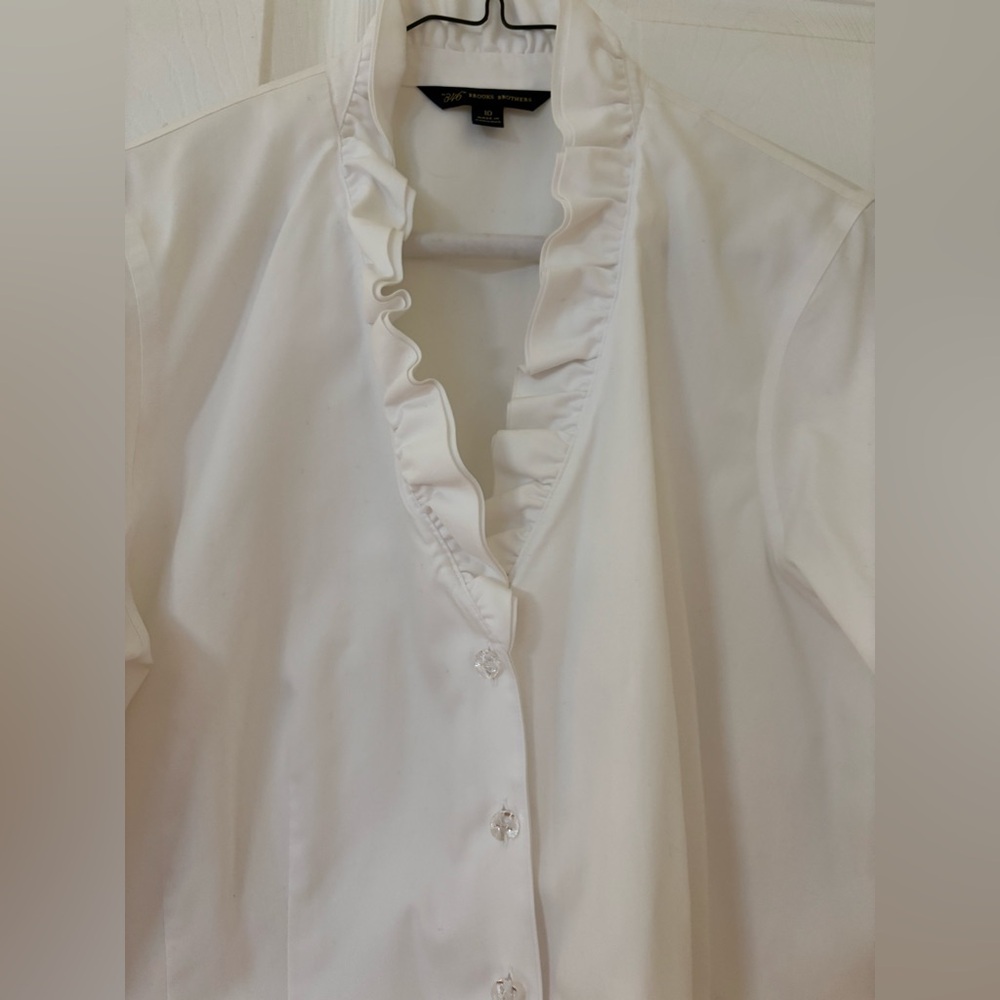 Brooks Brothers women's non-iron stretch ruffle blouse size 10 - Picture 2 of 7